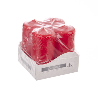 Svíčka adv. válec červená 4 ks 4x8 cm