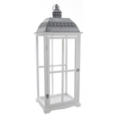 Lucerna dřevo/kov bílá velká 33x27x87 cm