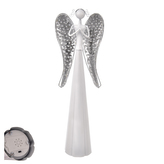Anděl kov LED bílý 13x9x40 cm