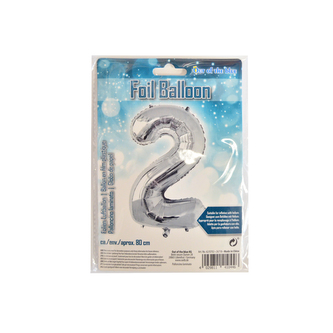 Balónek fólie číslo 2 stříbrný 80 cm
