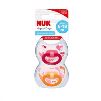 Šidítko NUK Classic Happy Day 6-18m 2ks růžové - velikost 6-18 m