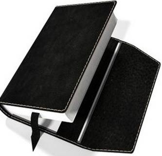 Variabilní kožený obal na knihu se záložkou - kůže hnědá tmavá semiš