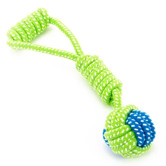 Přetahovadlo Reedog, bavlněné lano s míčem + úchyt, 30 cm-zelená