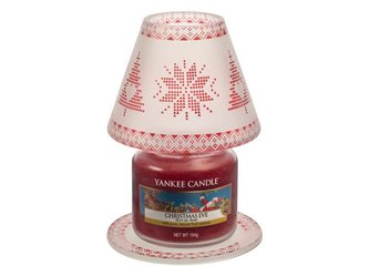 YANKEE CANDLE stínítko a talíř malý Red Nordic Frosted Glass