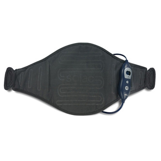 SOLAC S95504700 Heating pad for lumbar Helsinki, Ergonomic shape - With adjustable (retractable) elastic strap (36cm) - Washable fabric - Auto stop after 120min - 6 temperature levels - Illuminated display - Overheat protection - Extra long cable - Dimens