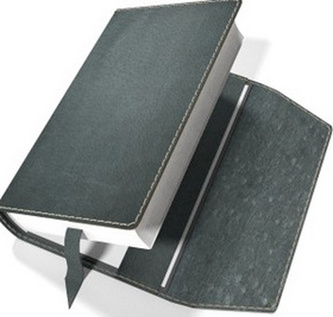 Variabilní kožený obal na knihu se záložkou - kůže šedá semiš