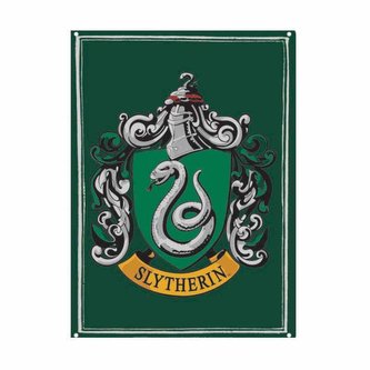 Plechová dekorativní cedule na zeď Harry Potter: Zmijozel (14,8 x 21 cm)
