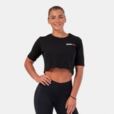 Dámské tričko Crop Top Minimalist Logo Black - NEBBIA - Velikost L