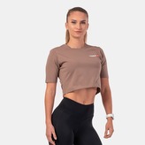 Dámské tričko Crop Top Minimalist Logo Brown - NEBBIA - Velikost L