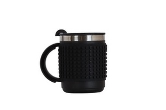 Termohrnek 440ml Pixie Crew se silikonovým panelem + pixely černá/černá v blistru 13x12x9cm