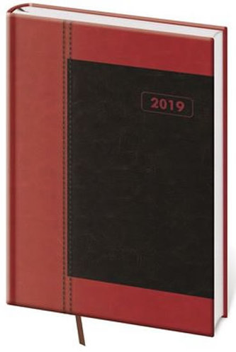 Diář 2019 - Duel/ denní A5/červeno/černý