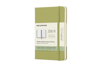 Moleskine: Plánovací zápisník 2018-2019 tvrdý světle zelený S