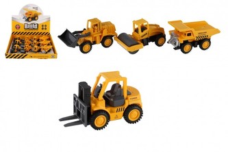 Auto stavební stroj mini kov/plast 8cm na zpětné natažení 4 druhy na výběr