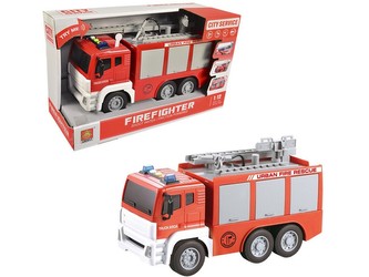 Auto hasičské se stříkačkou, na setrvačník, funkce pumpa stříká vodu, světlo, zvuk, 26 x 10 x 17 cm