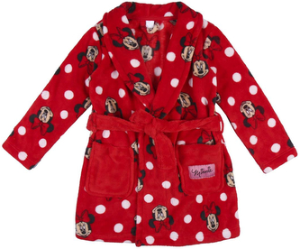 Dětský župan Disney|Mickey Mouse: Minnie Mouse puntíky (2 roky) červený fleece