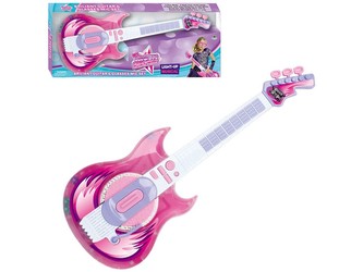 Elektrická kytara se "stage" mikrofonem a brýlemi.