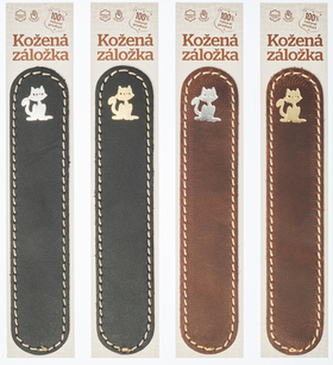 Kožená záložka do knihy Kočka - hnědá