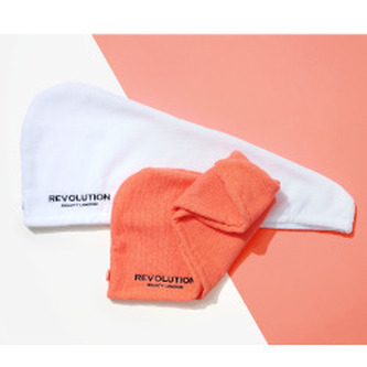Revolution Haircare Elastický turban na vlasy (Microfibre Hair Wrap) Varianta Koralová/bílá woman