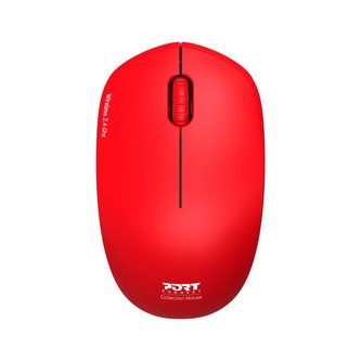 PORT CONNECT Wireless COLLECTION, bezdrátová myš, USB-A dongle, 2.4Ghz, 1600DPI, červená