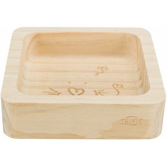 Miska pro hlodavce dřevěná, čtveratá, 190 ml/11 × 11 cm