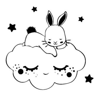 Dřevěné razítko Aladine velikost F - spící králíček na mráčku