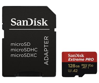 SanDisk Extreme Pro 128GB microSDXC / CL10 / A2 / UHS-I U3 / 170mb/s / vč. adaptéru