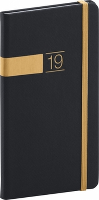 Kapesní diář Twill 2019, černý, 9 x 15,5