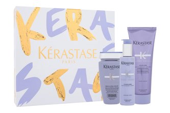 Kérastase Blond Absolu šampon Blond Absolu Bain Ultra-Violet Anti-brass Purple Shampoo 250 ml + intenzivní péče na vlasy Blond Absolu Cicaflash Intense Fortifying Treatment 250 ml + termoochranné sérum na vlasy Blond Absolu Cicaplasme Universal Fortifying
