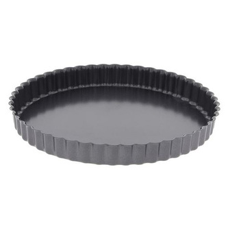 Pečení de Buyer, 4705.32, forma na pečení kulatých koláčů nebo quichů, žlábkovaná, pevné dno, železný materiál, nepřilnavá, průměr 32 cm