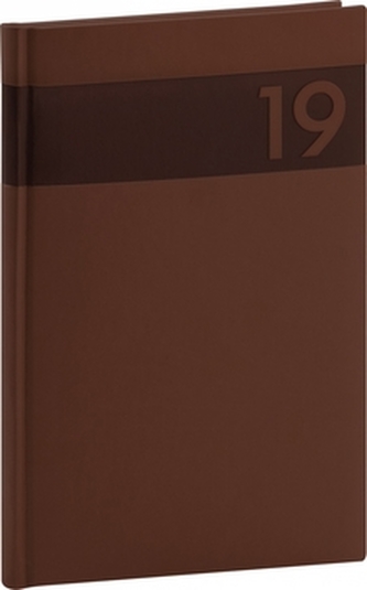 Týdenní diář Aprint 2019, hnědý, 15 x 21