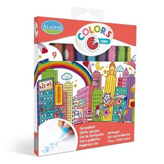 Třpytivá kreativní lepidla, sada 9 ks