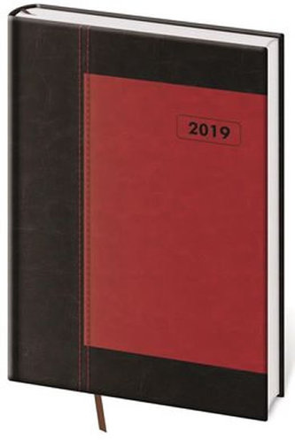Diář 2019 - Duel/denní A5/černo/červený
