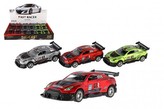 Auto závodní kov/plast 5x11cm na zpětné natažení na baterie se zvukem se světlem 3 barvy 12ks v boxu