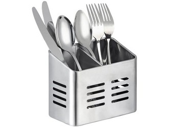 stojan na příbory 2 přihr. obdél. 16x9x13cm nerez