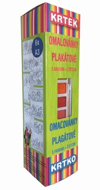 Plakátové omalovánky A3 s vodovými barvami a štětcem v krabičce Krtek