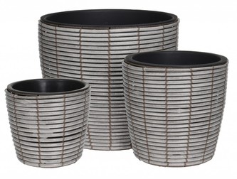 Květináč proutěný s vložkou sada 3 ks šedá