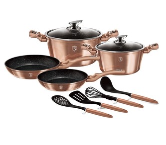 Sada nádobí s mramorovým povrchem 6+4 ks Rosegold Metallic Line