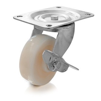 Kolo nylonové bílé otočné s brzdou 100 mm / 150 kg ERBA ER-33347