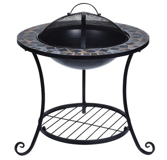 Ohniště s víkem přenosné mramor / ocel 44 x 58 cm