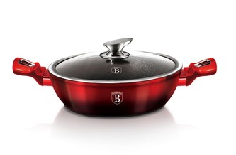 Pekáč s poklicí s mramorovým povrchem 28 cm Black Burgundy Metallic Line BERLINGERHAUS BH-1626