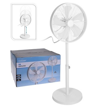Ventilátor stojanový nastavitelný 125 cm kovový bílý