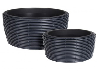 Květináč ratan s vložkou sada 2 ks antracit