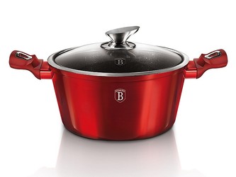 Kastrol s mramorovým povrchem a poklicí 24 cm Burgundy Metallic Line BERLINGERHAUS BH-1257