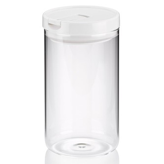Dóza ARIK sklo, bílá H 19cm / Ř 10,5cm / 1,2 KELA KL-12106