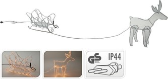 Svítící sob a sáňky vánoční dekorace venkovní