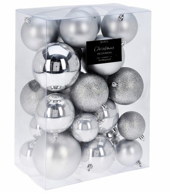 Vánoční ozdoby sada 26 ks HOMESTYLING stříbrná