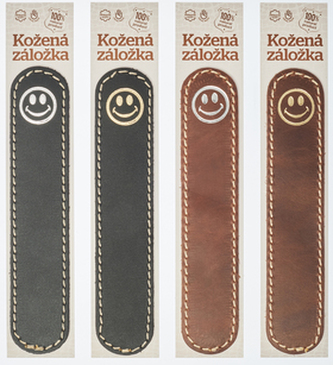 Kožená záložka do knihy Smajlík - hnědá