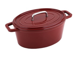 Pekáč s poklicí litinový oválný se smaltovaným povrchem ALPEN 31 x 23 cm červená