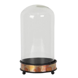 Skleněný poklop s kovovou podstavou Ø 11*21 cm