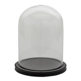 Skleněný poklop s dřevěnou podstavou Ø 23*29 cm